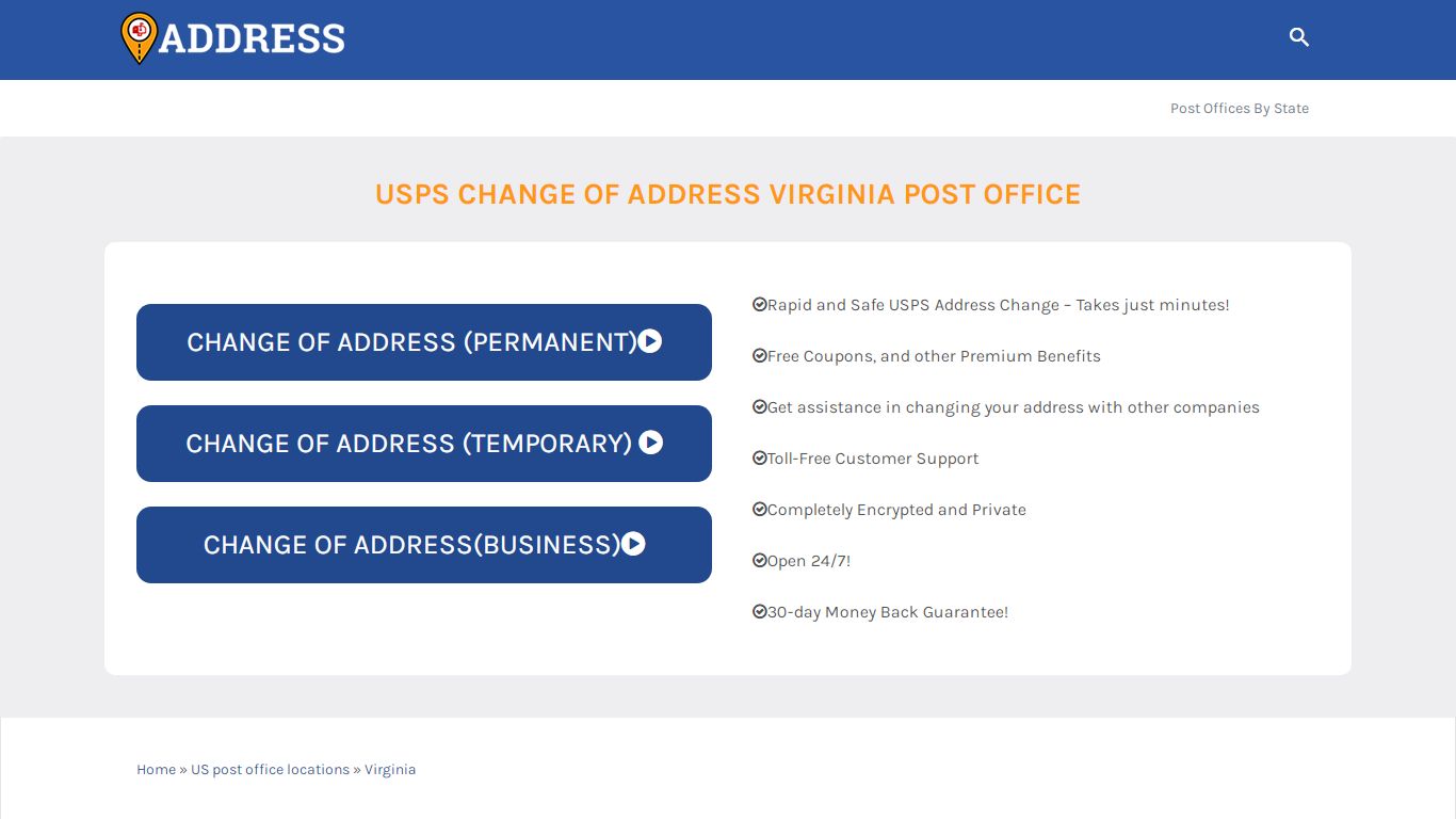 USPS Change of Address Virginia Post Office